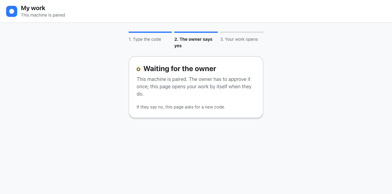 The "Waiting for the owner" page
