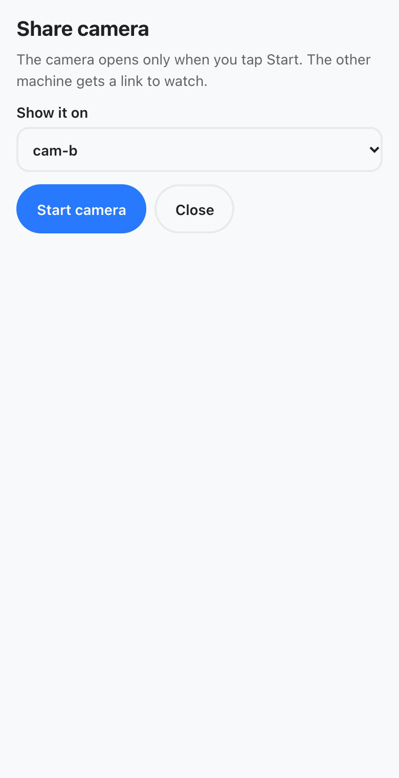 The Share camera sheet with one computer to pick