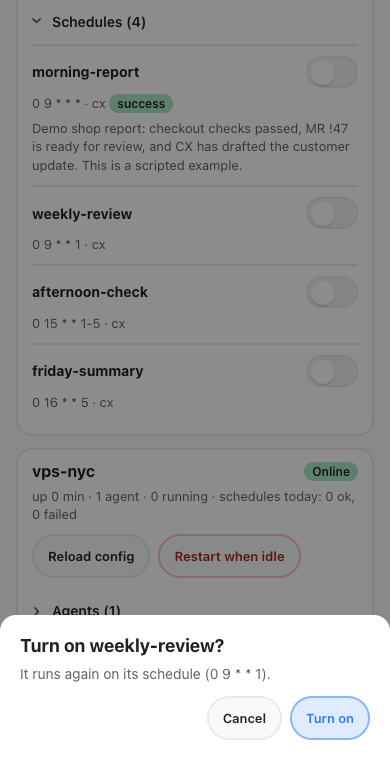 Confirming a schedule change