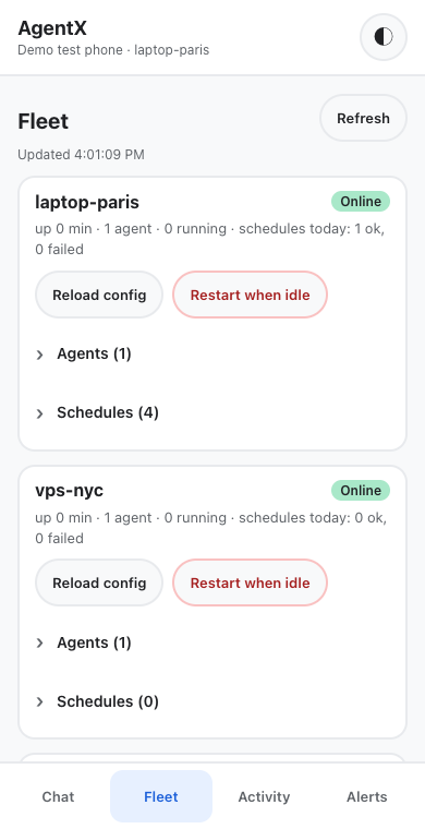 The Fleet tab with three computers online
