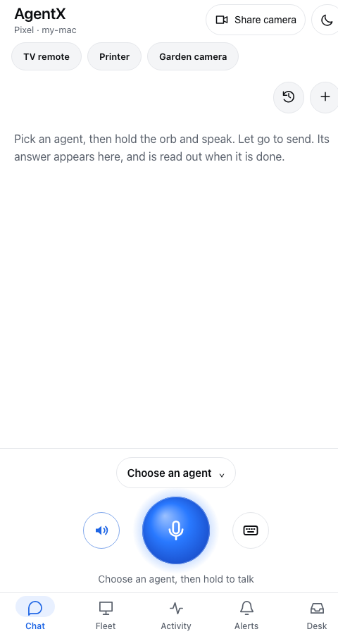 Three pinned pages as buttons under the header on Chat
