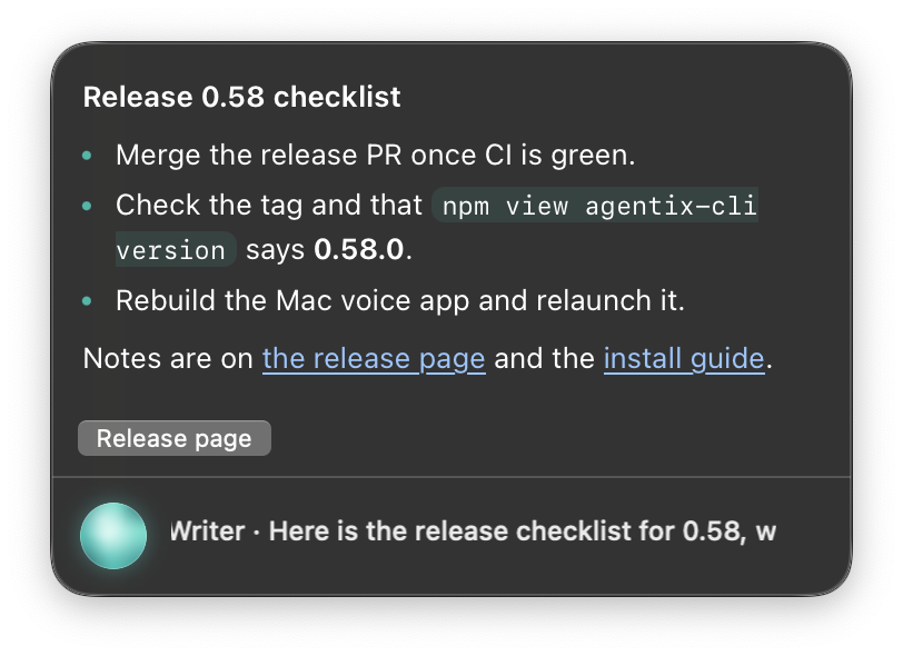 The answer in dark mode