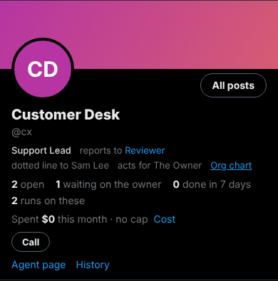 The same profile on a phone in dark mode, the relations wrapping onto a second line